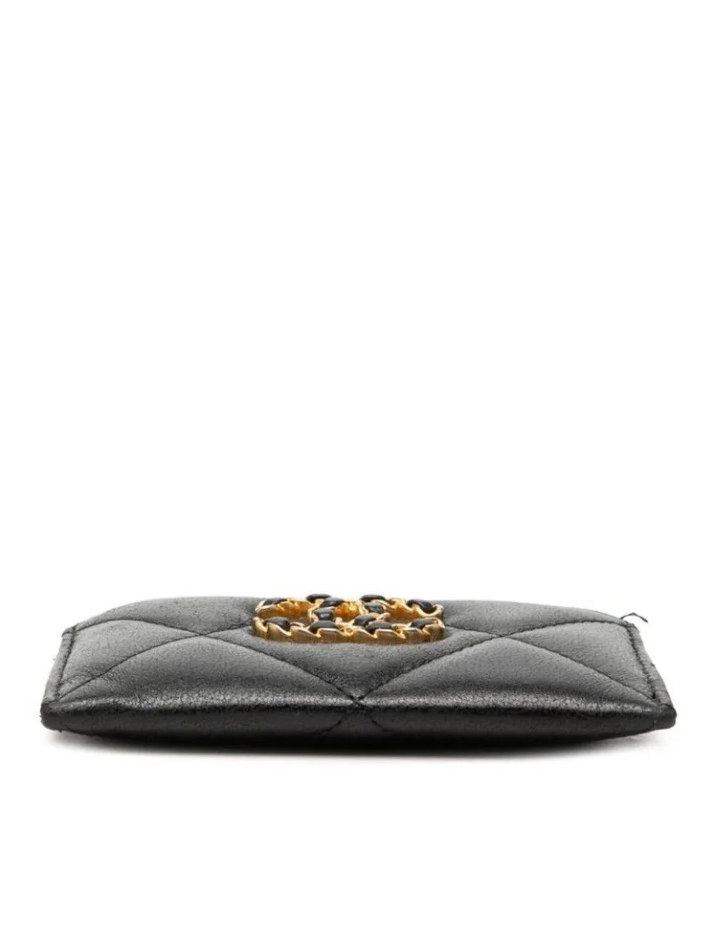 Chanel 19 Quilted Card Case Business Holder Black Lambskin
